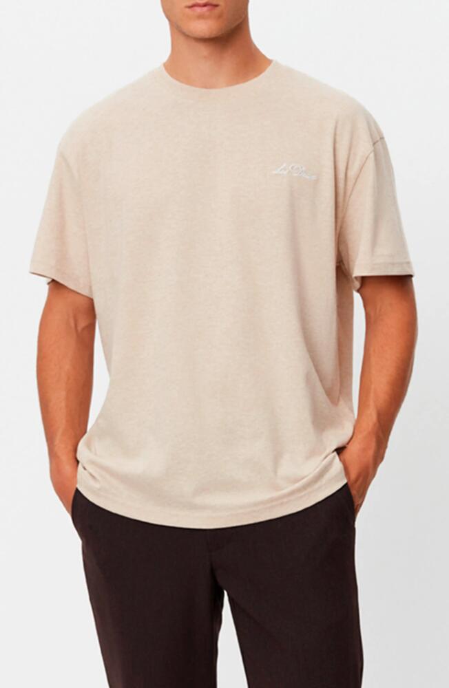 Les Deux Logo Embroidered Recycled Cotton Blend T-Shirt in Light Ivory/Walnut Cover