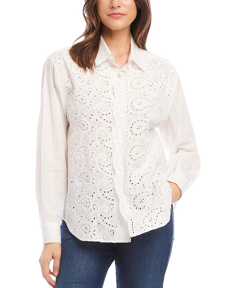 Karen Kane Embroidered Button Front Shirt Cover