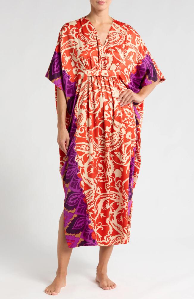 Natori Palace Satin Nightgown in Red Orange Cover