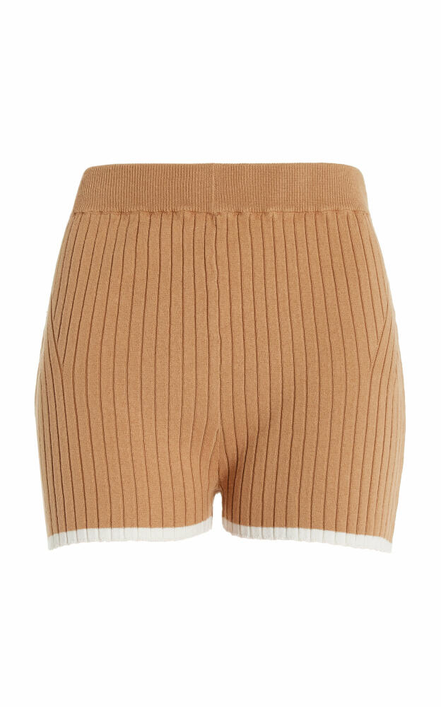 Matthew Bruch - Ribbed-Knit Cotton-Blend Mini Shorts - Brown Cover