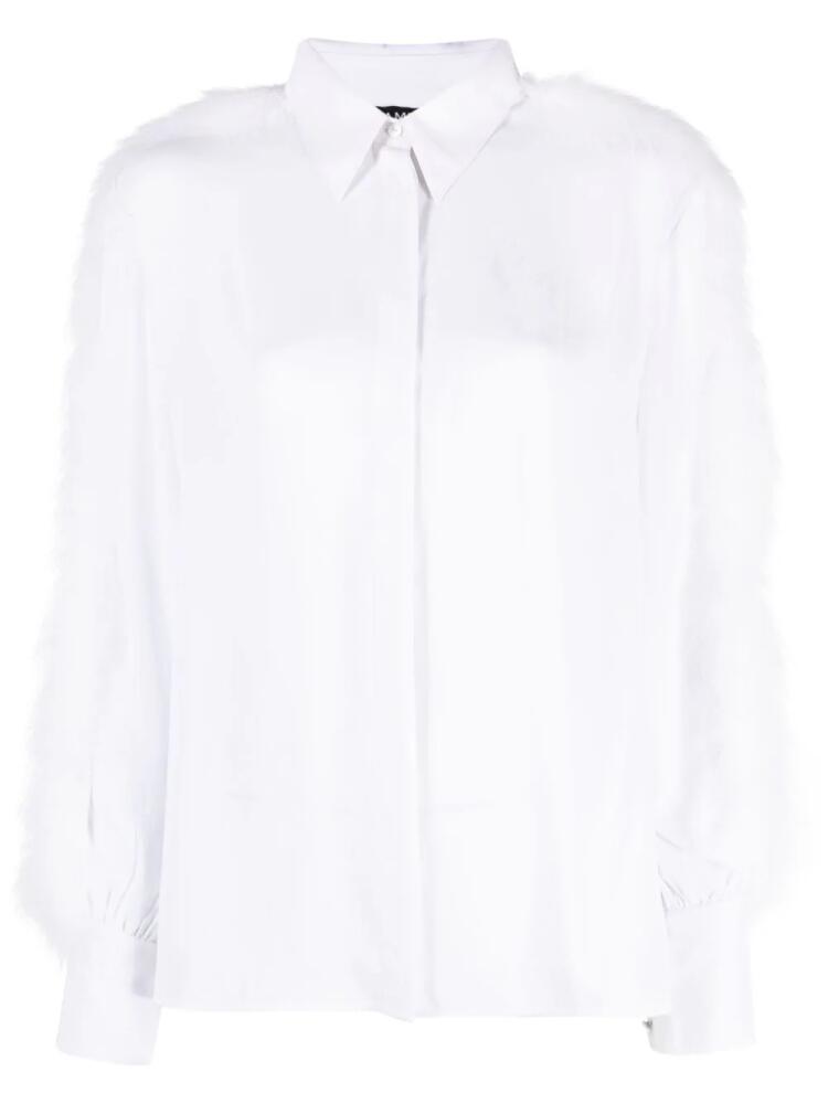 Amen feather-trim detail crepe shirt - White Cover