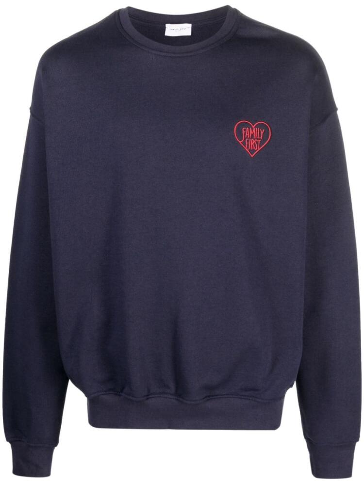 Family First logo-embroidered cotton sweatshirt - Blue Cover