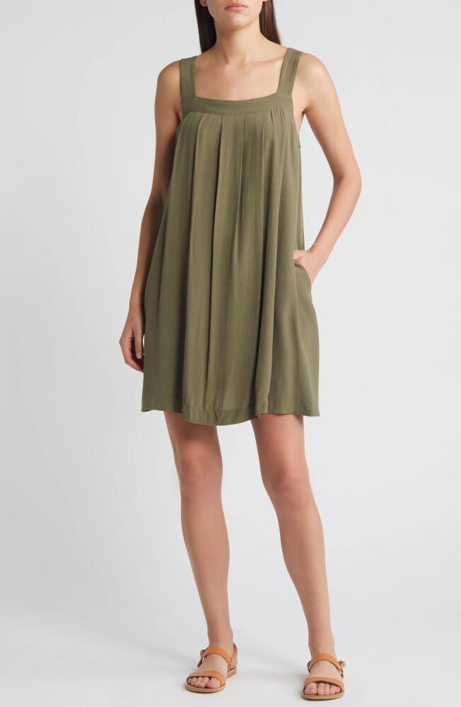 Treasure & Bond Pleated Sleeveless Shift Minidress in Olive Kalamata Cover