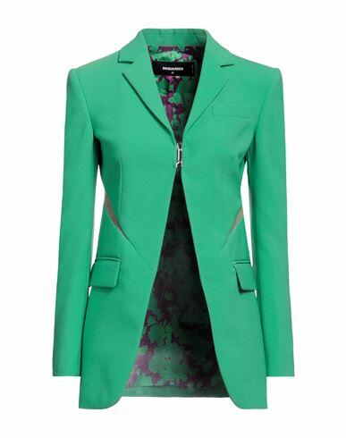 Dsquared2 Woman Blazer Green Polyester, Polyurethane, Polyamide Cover