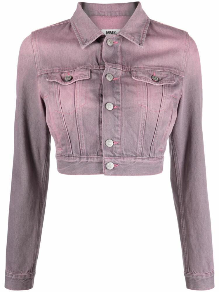 MM6 Maison Margiela cropped denim jacket - Pink Cover