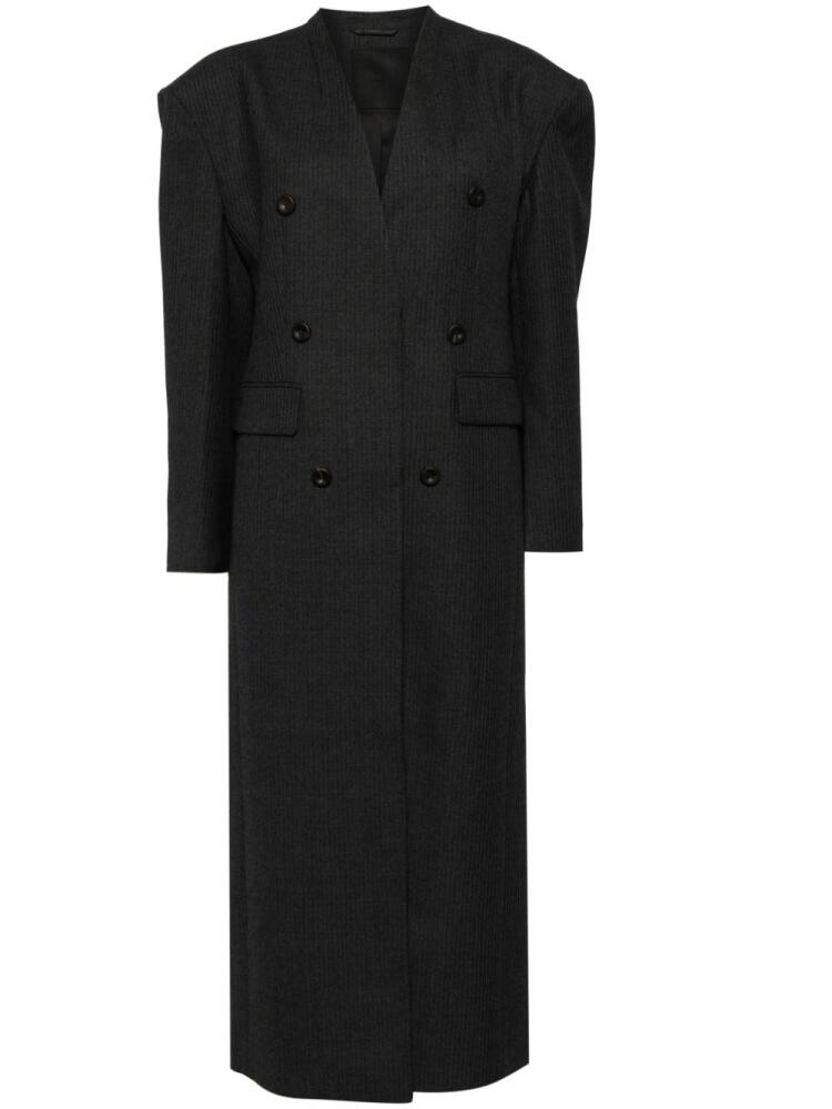 JNBY pinstripe-pattern trench coat - Grey Cover