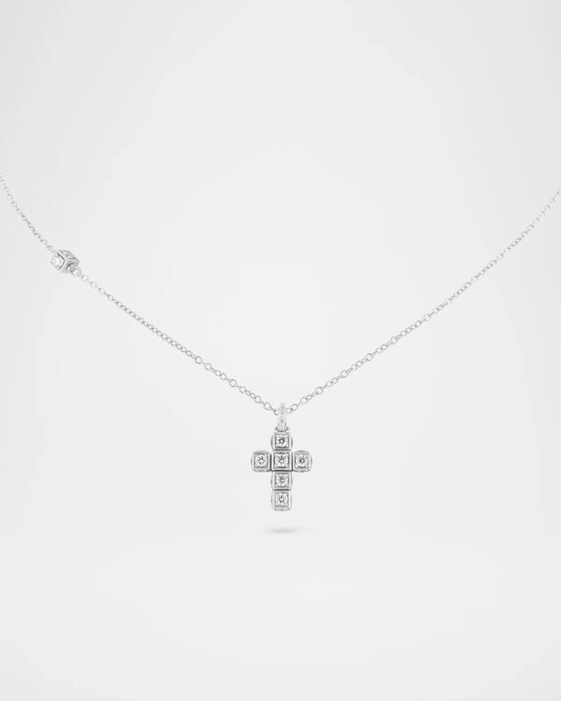 Miseno 18K White Gold Faro Cross Pendant Necklace with Diamonds Cover