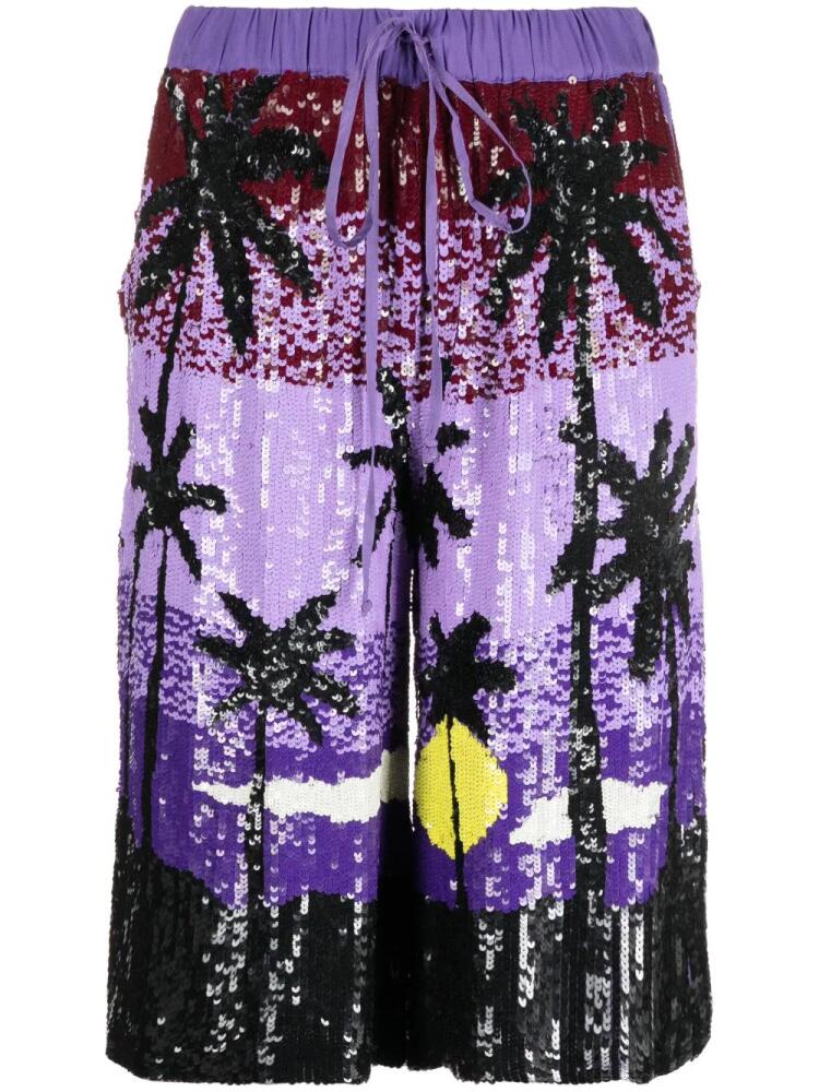 P.A.R.O.S.H. sequin-embellished drawstring shorts - Purple Cover