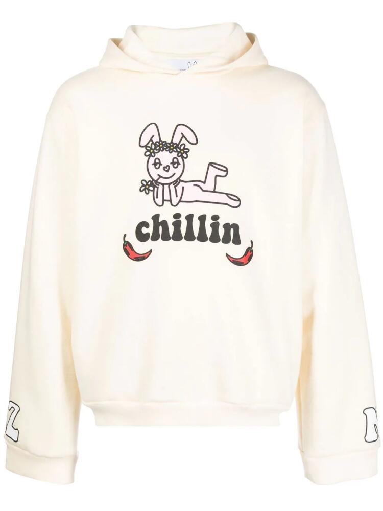 Natasha Zinko Chillin graphic-print hoodie - White Cover