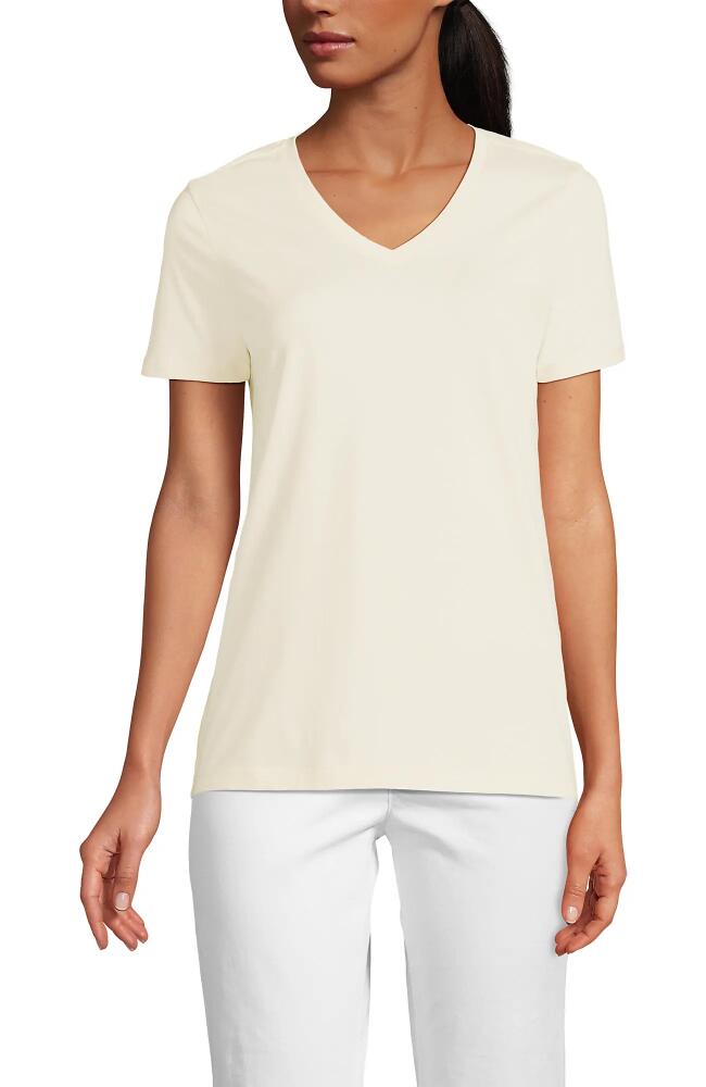 Lands' End Relaxed Supima Cotton V-Neck T-Shirt in Fresh Ivory Cover