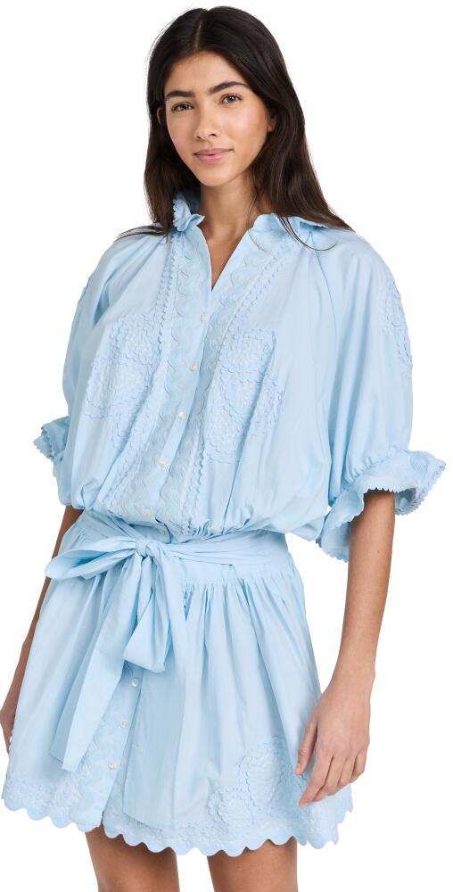 Juliet Dunn Poplin Blouson Dress Pale Blue Cover