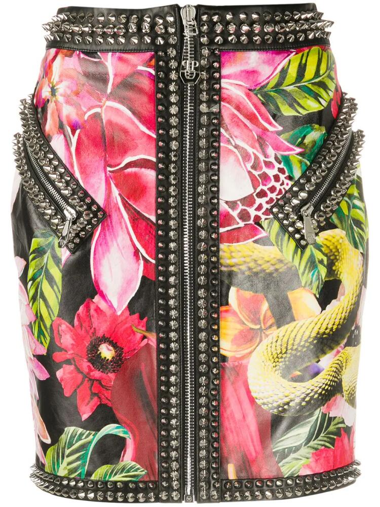 Philipp Plein floral-print mini skirt - Black Cover