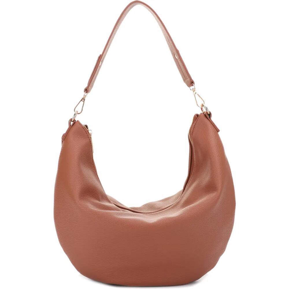 Mali + Lili Megan Recycled Vegan Leather Hobo Sling Bag in Cognac Cover