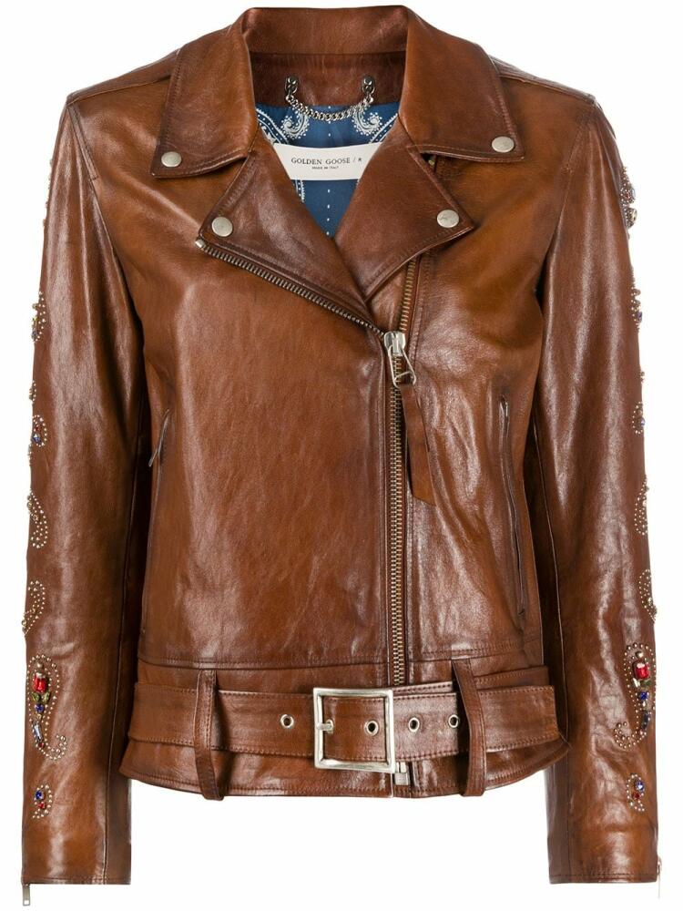 Golden Goose embellished biker jacket - Brown Cover