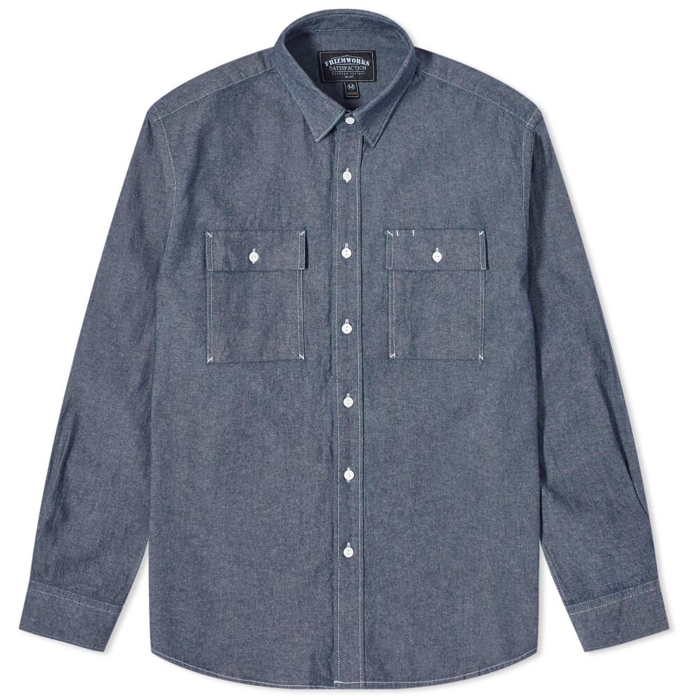 FrizmWORKS Men's Cigarette Pocket Chambray Shirt in Indigo Cover