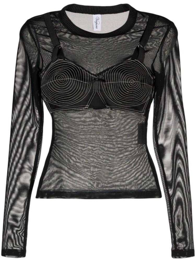 Vaquera mesh long-sleeved top - Black Cover