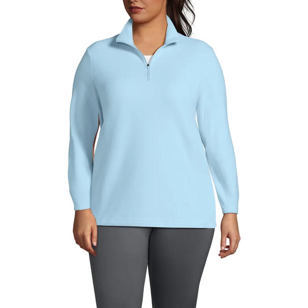 Lands' End Plus Size Anyweather Fleece Quarter Zip Pullover in Subtle Blue Cover