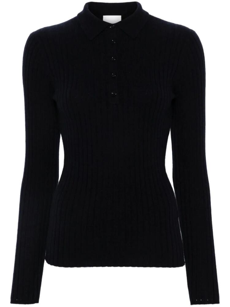 Allude ribbed-knit polo top - Blue Cover