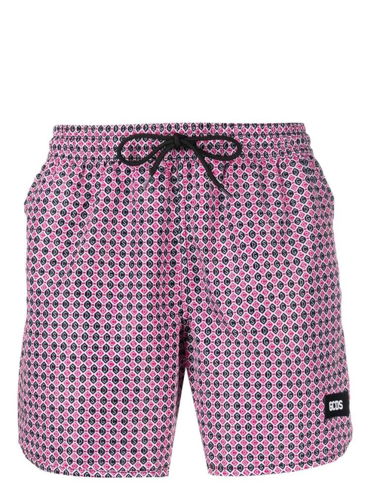 GCDS logo-patch swim shorts - Pink Cover