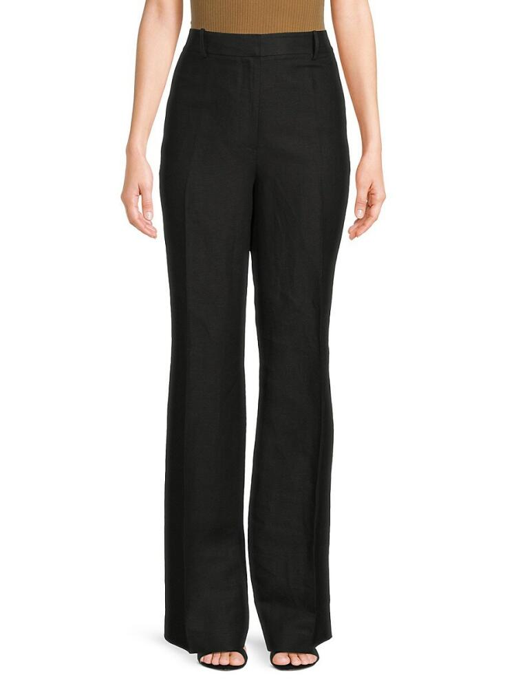 BCBGMAXAZRIA Women's Straight-Leg Linen Blend Pants - Noir Cover