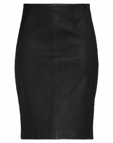 Theory Woman Mini skirt Black Merino Wool, Nylon, Lambskin Cover