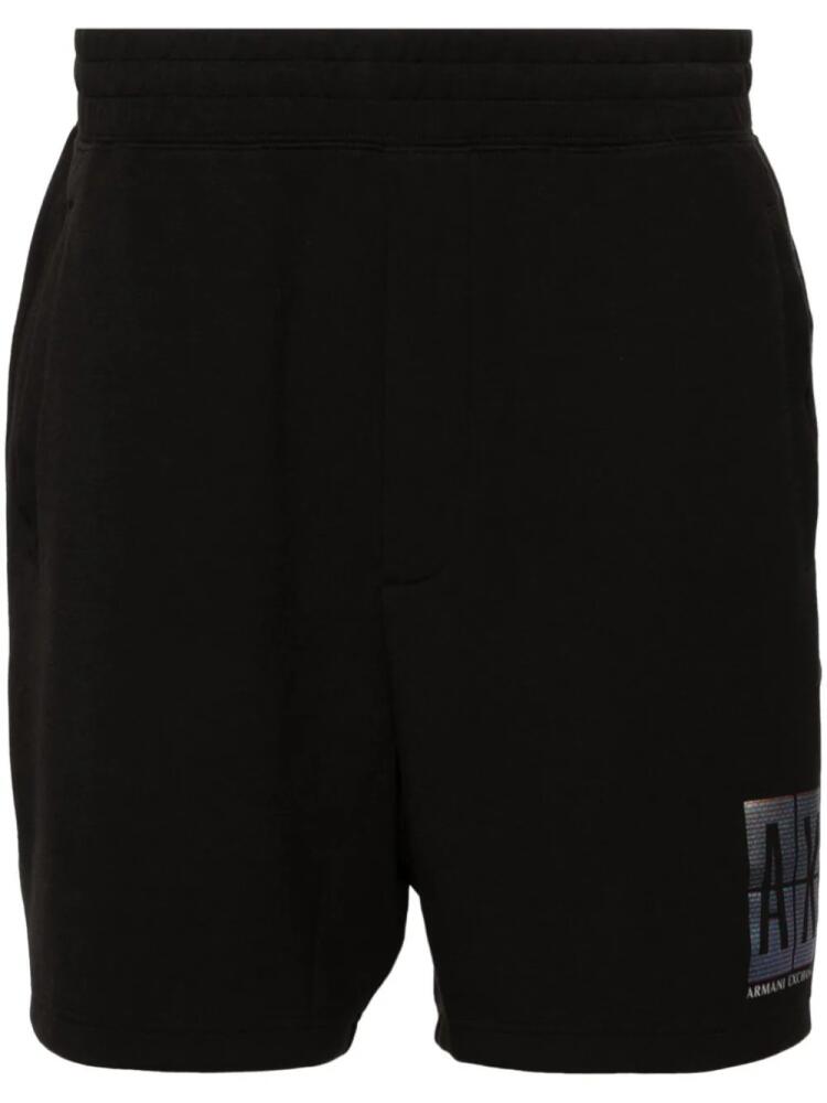 Armani Exchange logo-print elasticated track shorts - Black Cover