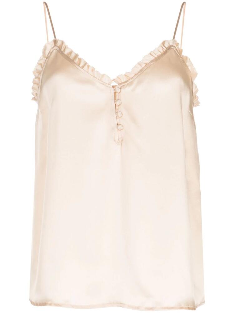 PAIGE ruffled-trim silk tank top - Neutrals Cover