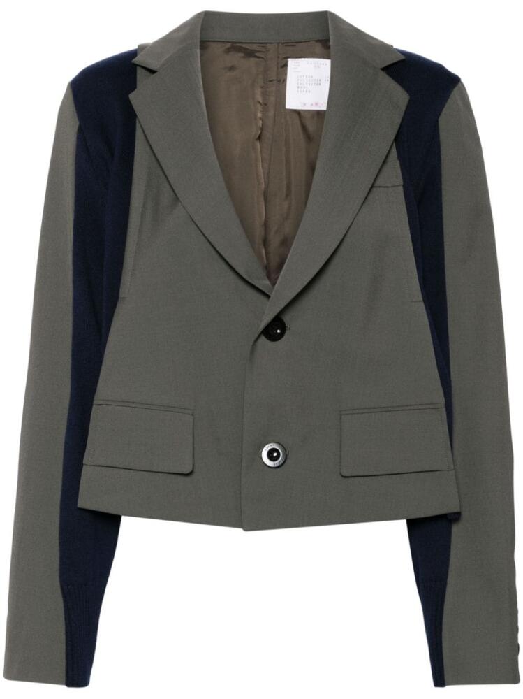 sacai panelled single-breasted blazer - Green Cover