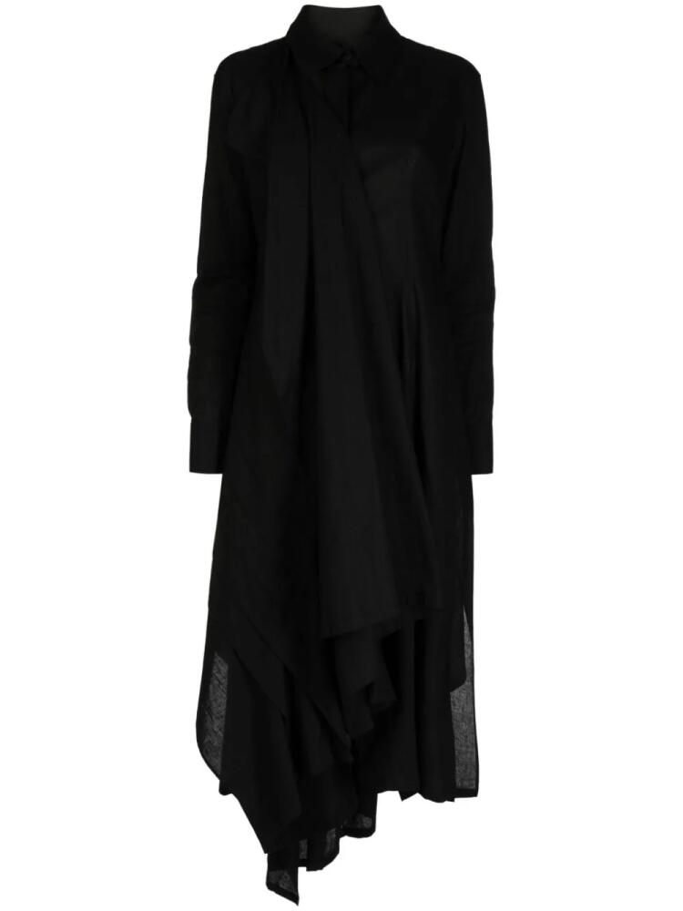 Yohji Yamamoto Muslin draped midi dress - Black Cover