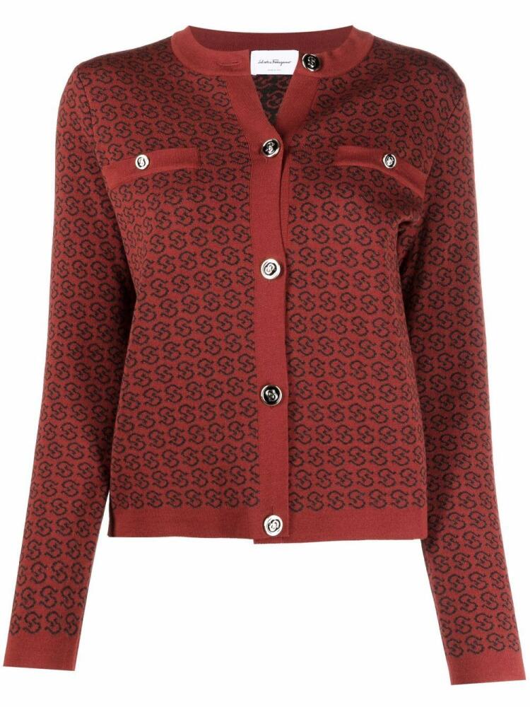 Ferragamo monogram intarsia cardigan - Red Cover