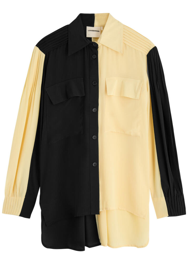 Lovebirds Colour-block Silk Crepe-de-chine Shirt - Black Cover