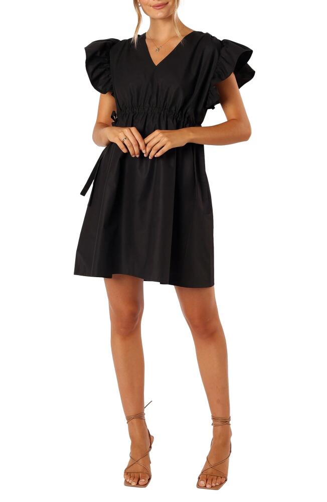 Petal & Pup Fiona Ruffle Sleeve Cotton Minidress in Black Cover