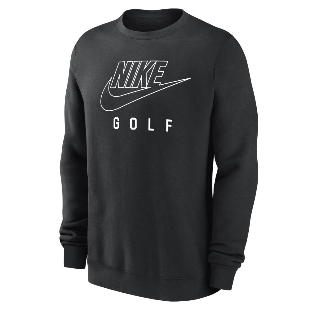 Nike Men's Swoosh Club Fleece Golf Pullover Crew-Neck Sweatshirt in Black Cover