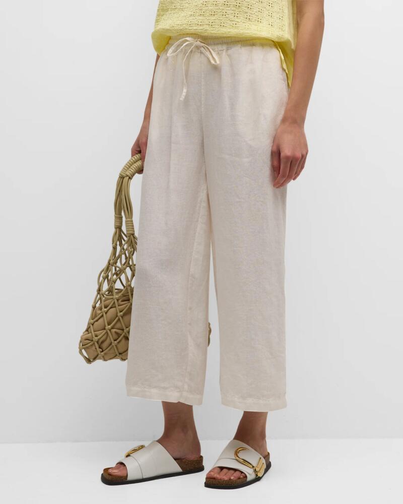 120% Lino Cropped Wide-Leg Linen Pants Cover