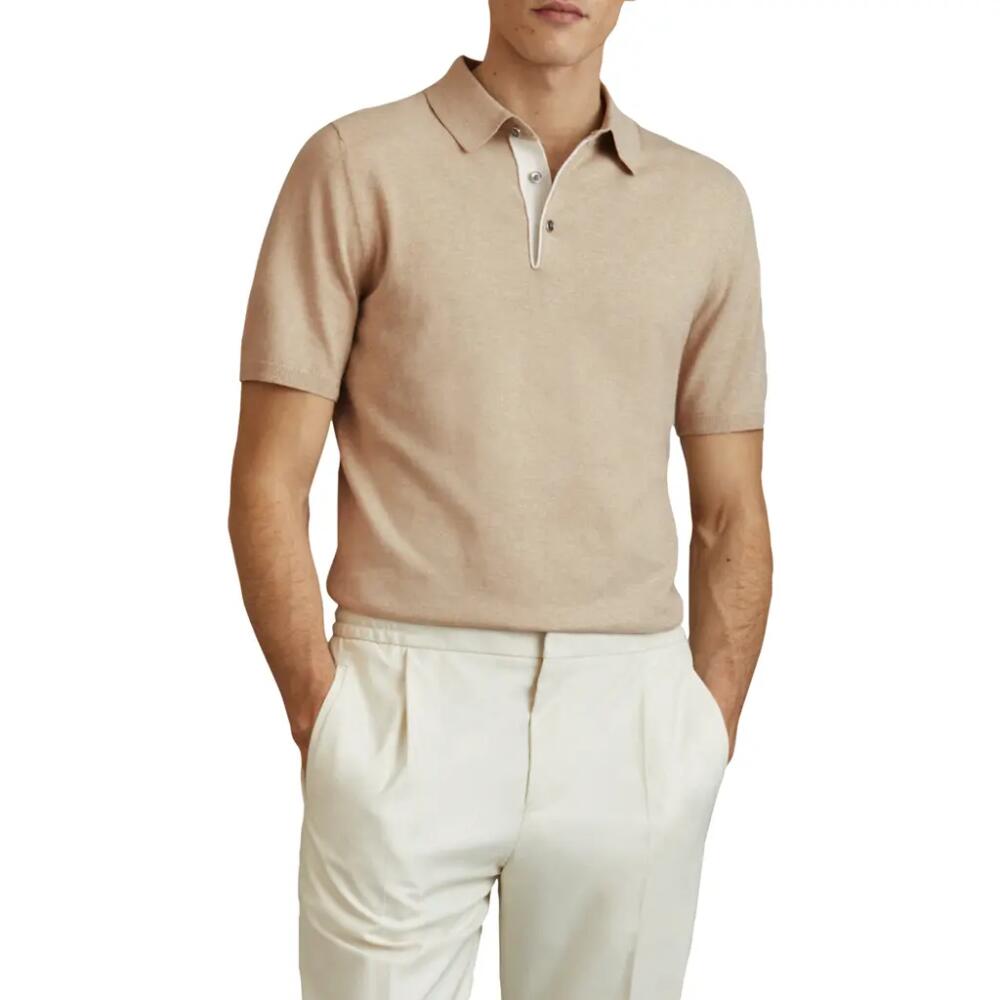 Reiss Finch Heathered Polo Sweater in Camel Cover