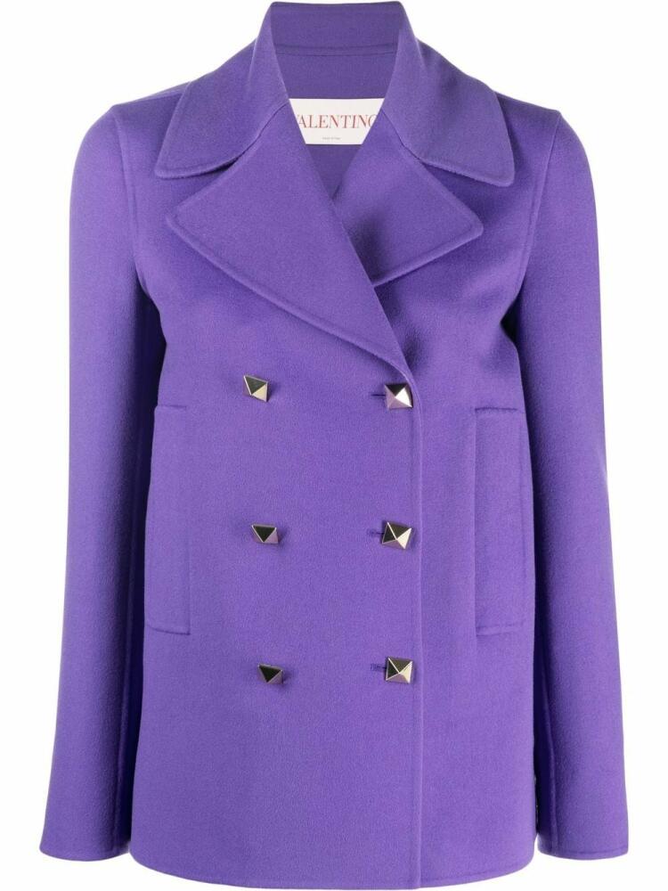 Valentino Garavani Rockstud double-breasted fastening blazer - Purple Cover