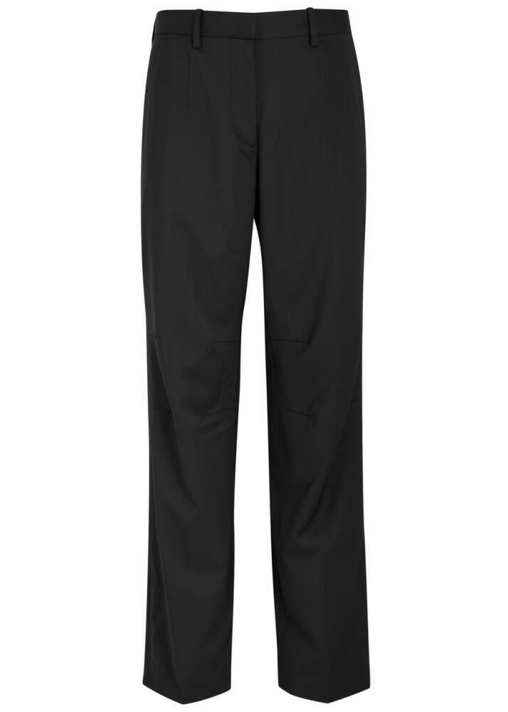 Helmut Lang Curved Car Straight-leg Wool Trousers - Black Cover