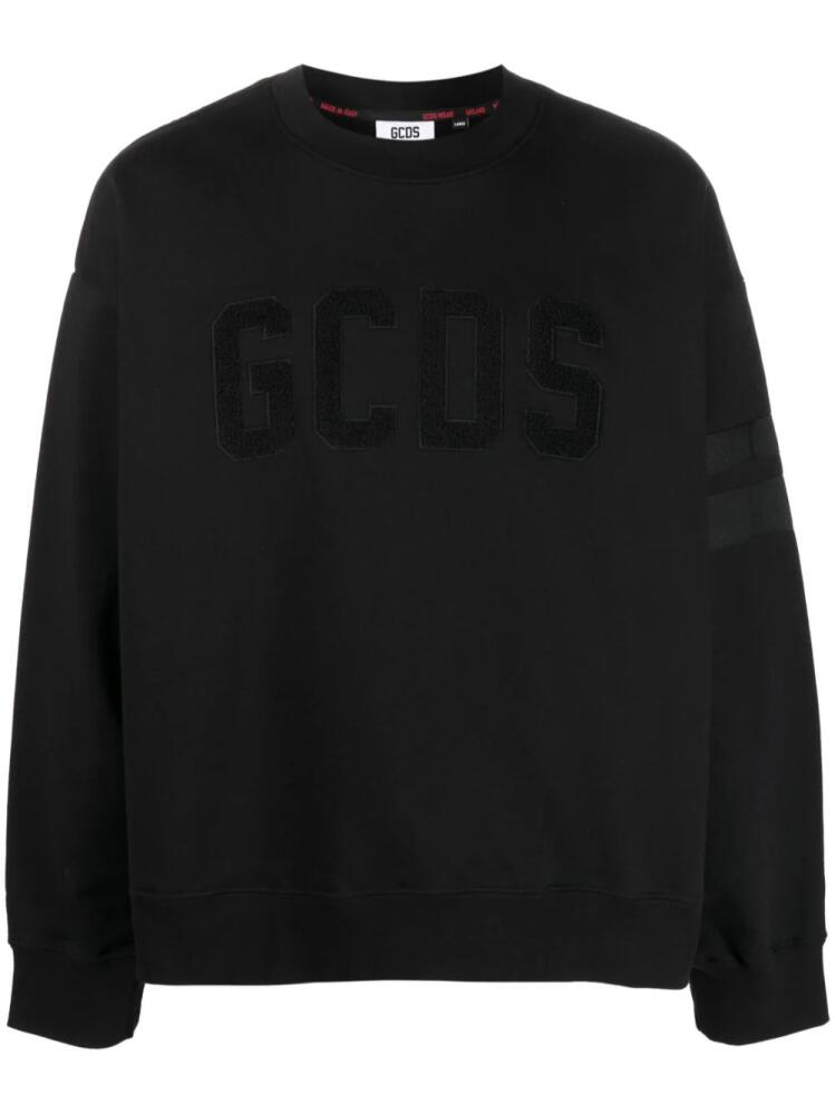 GCDS flocked-logo cotton sweatshirt - Black Cover