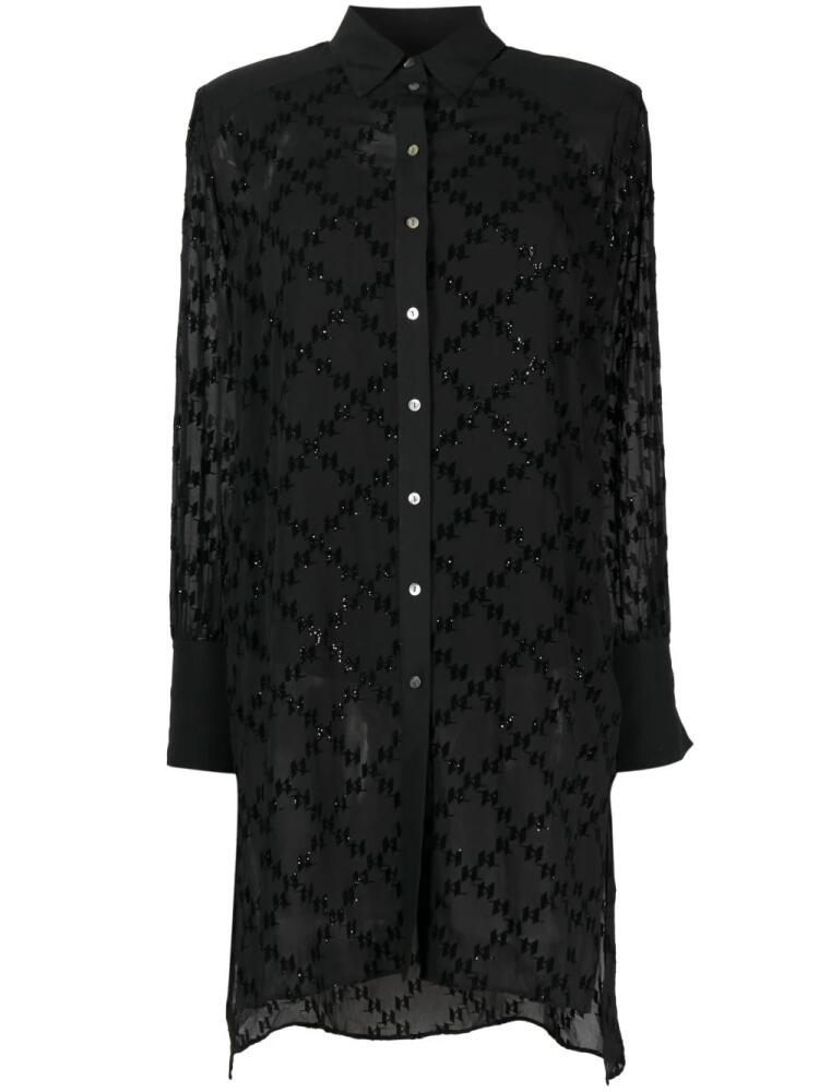 Karl Lagerfeld monogram-jacquard glitter-detail shirt - Black Cover