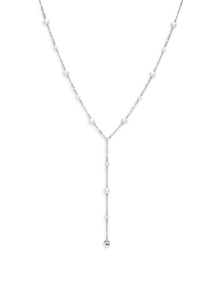 AWE INSPIRED Women's Sterling Silver & 2.5-6mm Freshwater Pearl Lariat Necklace Cover