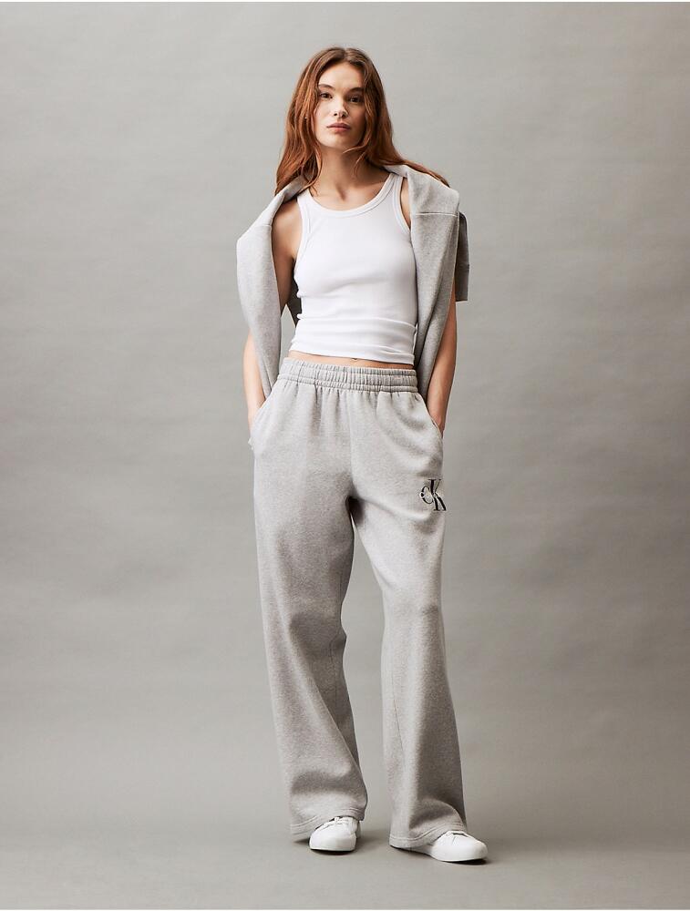 Calvin Klein Women's Monogram Logo Wide Leg Sweatpants - Grey Cover