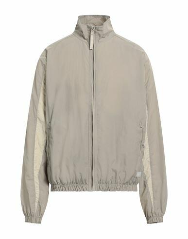 Reebok Man Jacket Dove grey Polyamide, Cotton Cover