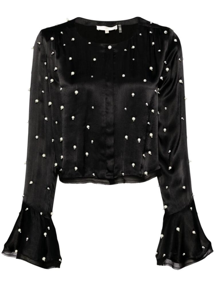 LoveShackFancy faux-pearl embellished long-sleeve bouse - Black Cover