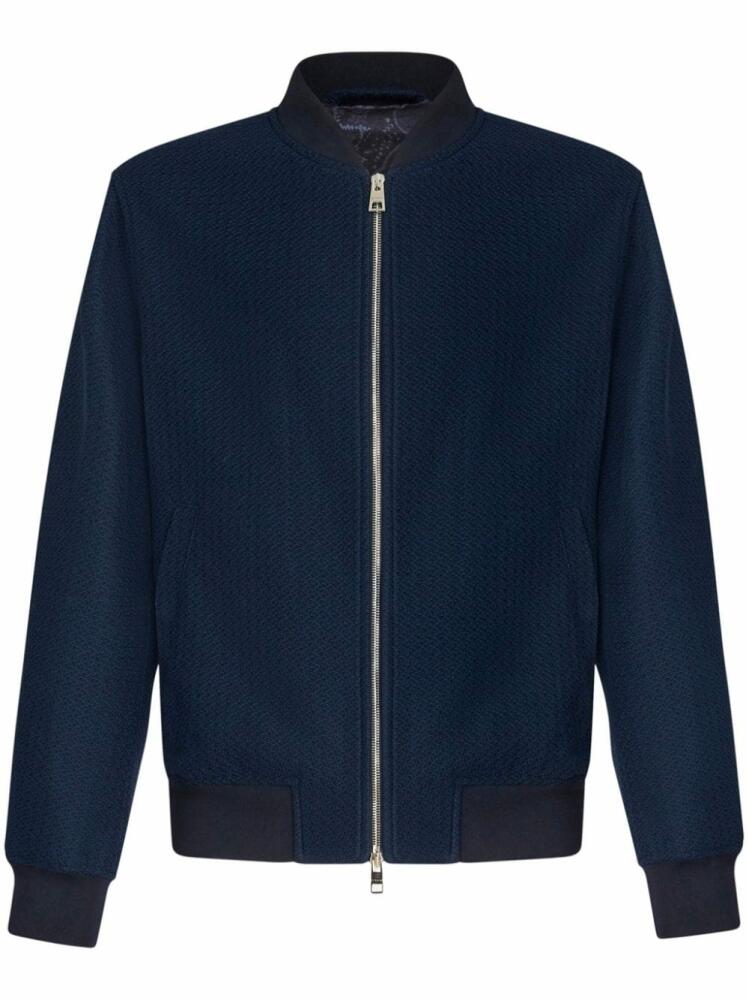 ETRO textured cotton bomber jacket - Blue Cover