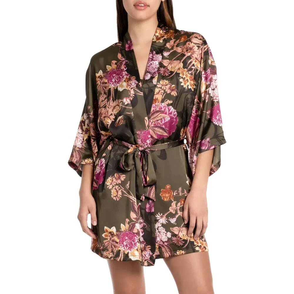 Midnight Bakery Floral Print Satin Robe in Prettyinfall/Green Cover