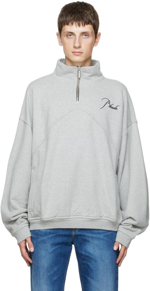 Rhude Gray Quarter Zip Sweatshirt Cover