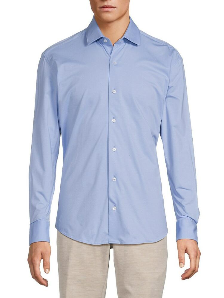 Bertigo Men's Solid Dress Shirt - Blue Cover