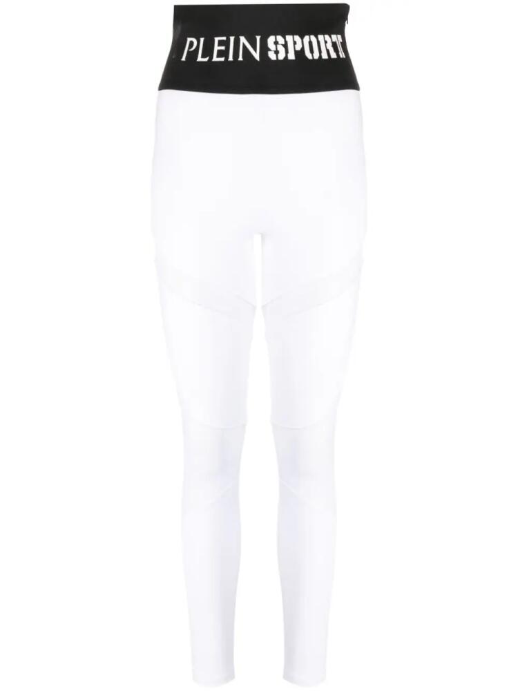 Plein Sport elasticated logo-waistband leggings - White Cover