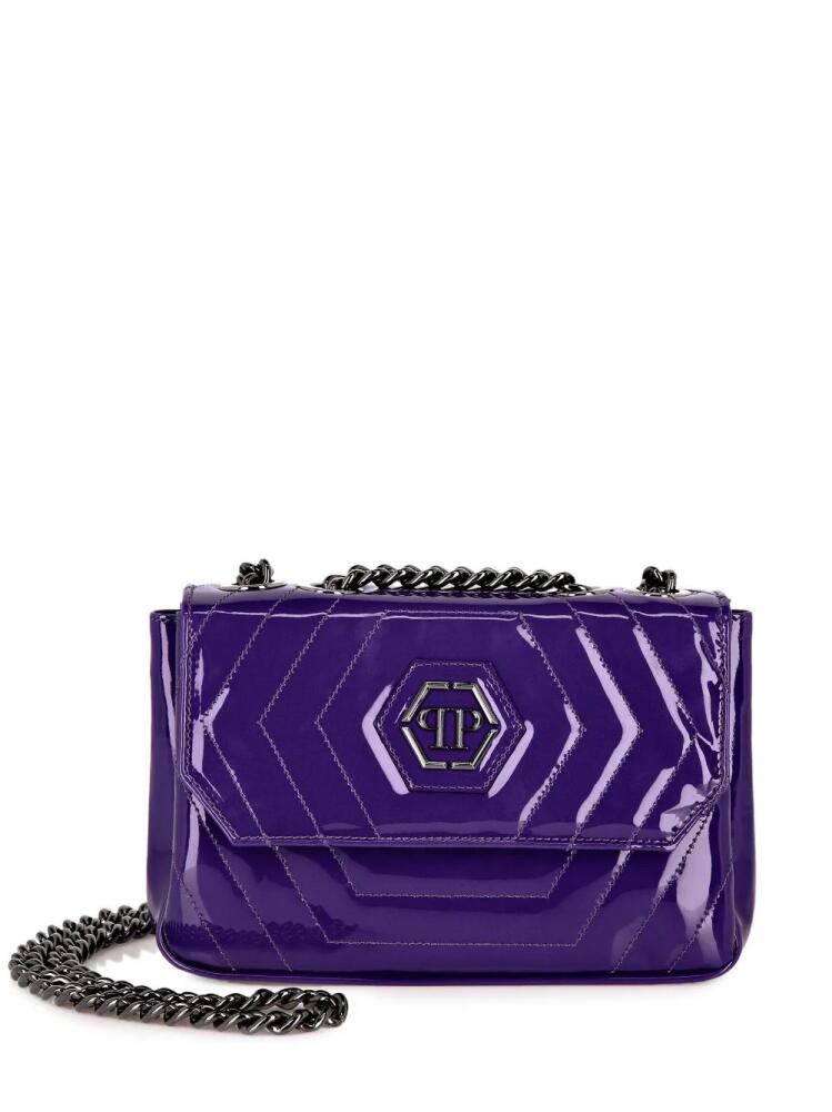 Philipp Plein quilted patent-leather shoulder bag - Purple Cover