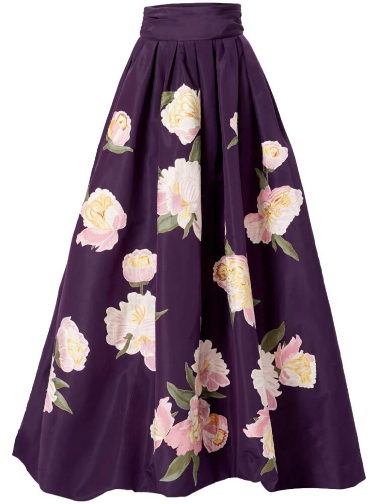 Carolina Herrera floral-embroidered maxi skirt - Purple Cover